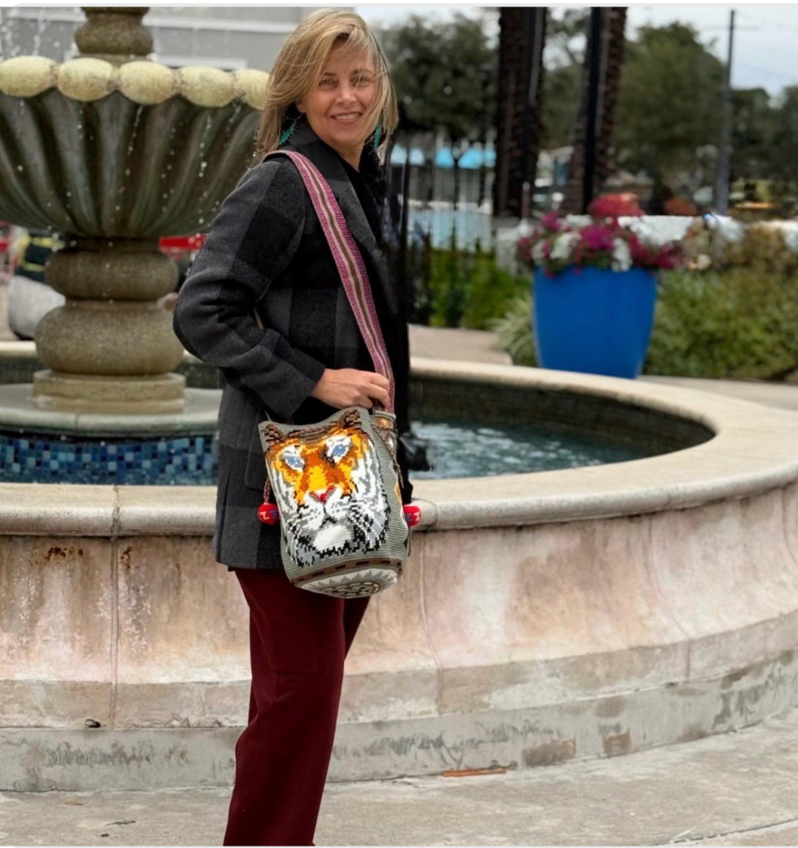 Costa Wayuu Single Thread-Luxury Handwoven Bag-Silver Metallic Tiger design - CostaWayuuShop