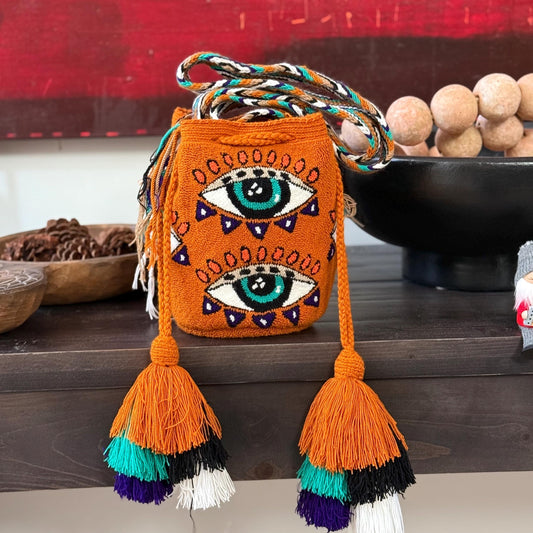 Costa Wayuu-Medium Handmade Wayuu Eye Bag – Puyado Punch Needle Style - CostaWayuuShop