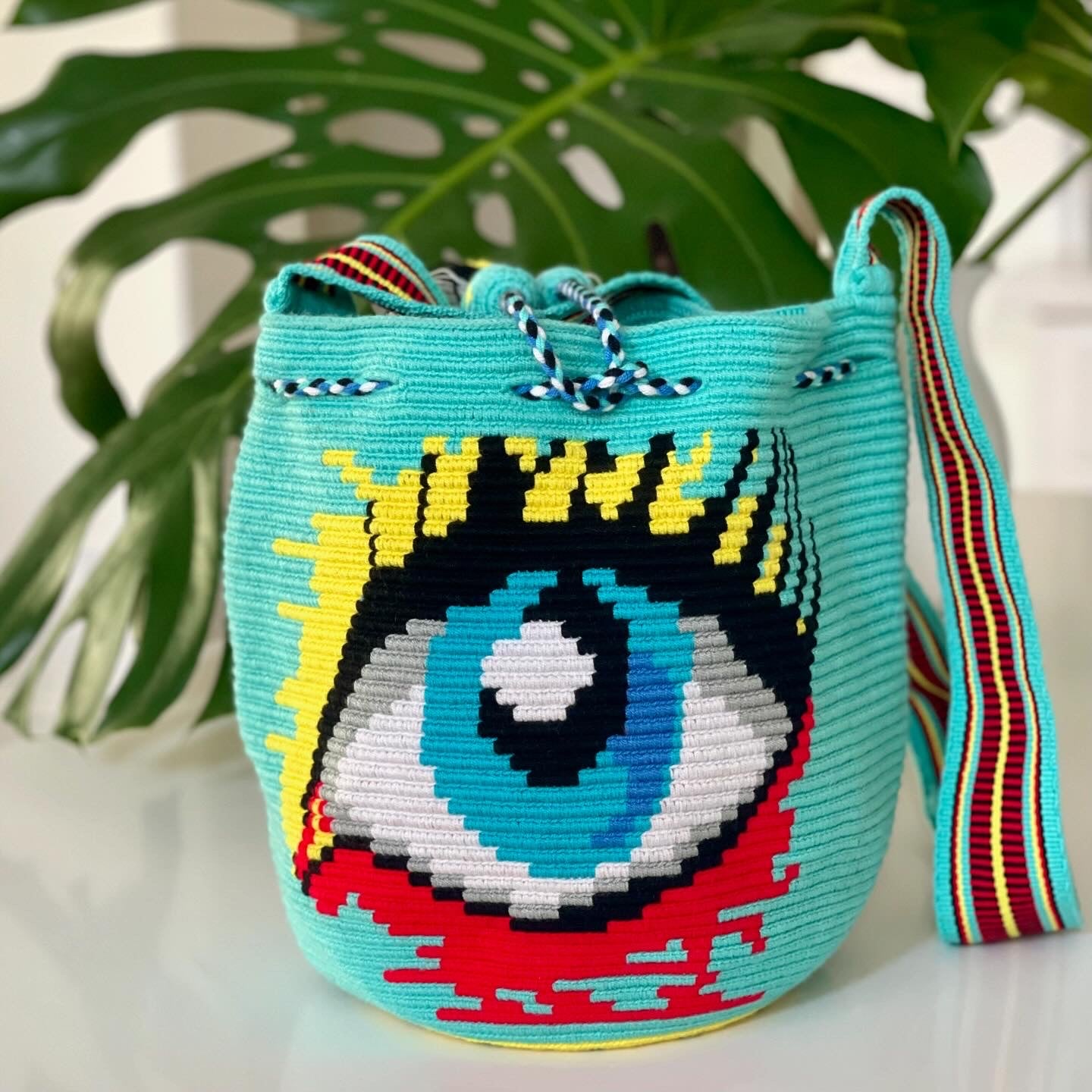 Costa Wayuu Bold Evil Eye Clutch – Crochet-Handmade in Colombia. - CostaWayuuShop