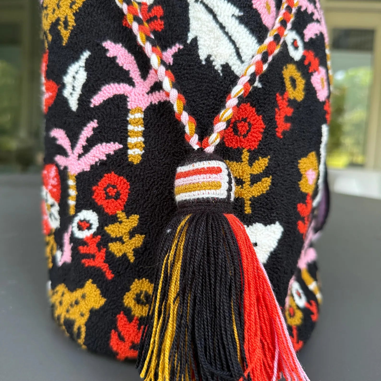 Costa Wayuu Large Wayuu Bag – Jungle Vibes with Tigers & Pink Palms - CostaWayuuShop