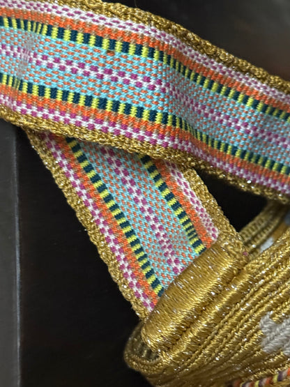 Authentic Single Thread Owl Design, Fine Metallic One-Thread Weave, Gold accents