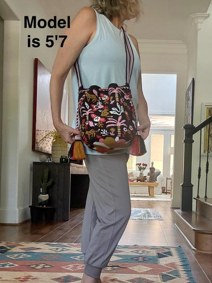 Costa Wayuu Large Wayuu Bag – Jungle Vibes with Tigers & Pink Palms - CostaWayuuShop