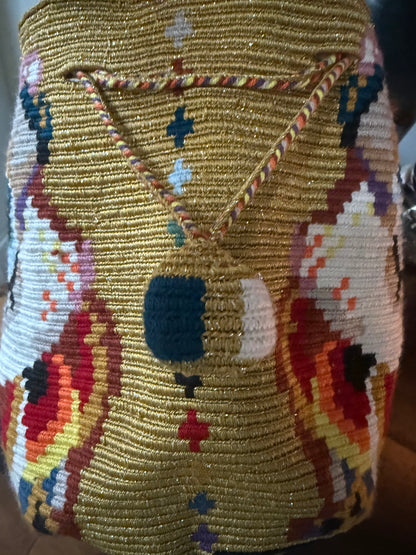 Authentic Single Thread Owl Design, Fine Metallic One-Thread Weave, Gold accents