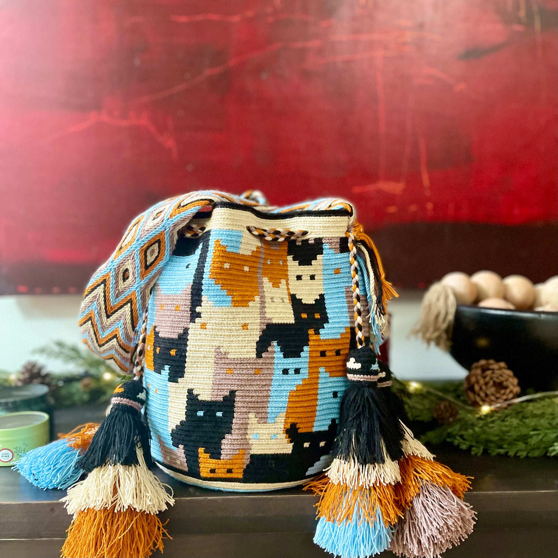 Costa Wayuu Large Wayuu Cat Lovers Bag – Handwoven Crochet - CostaWayuuShop