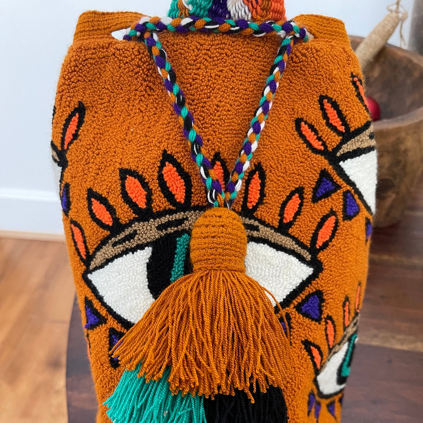 Costa Wayuu-Medium Handmade Wayuu Eye Bag – Puyado Punch Needle Style - CostaWayuuShop