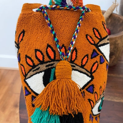 Costa Wayuu-Medium Handmade Wayuu Eye Bag – Puyado Punch Needle Style - CostaWayuuShop