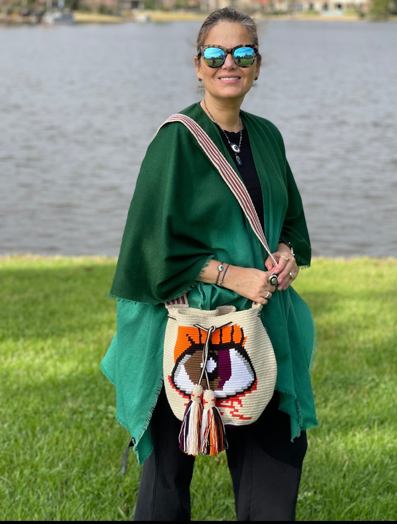 Costa Wayuu Large Lucky Eye Crochet Wayuu Bag – Boho Shoulder Purse - CostaWayuuShop