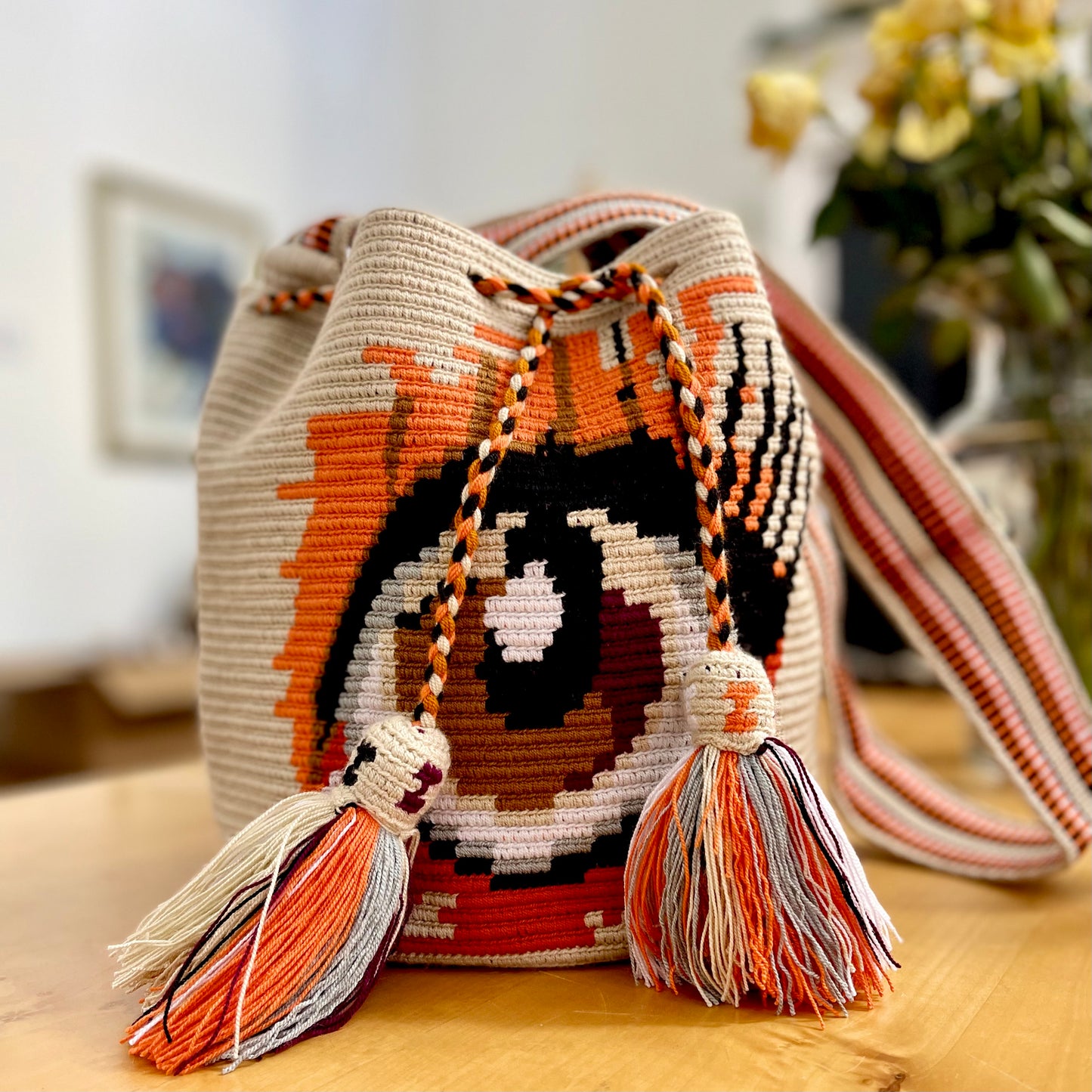 Costa Wayuu Large Lucky Eye Crochet Wayuu Bag – Boho Shoulder Purse - CostaWayuuShop