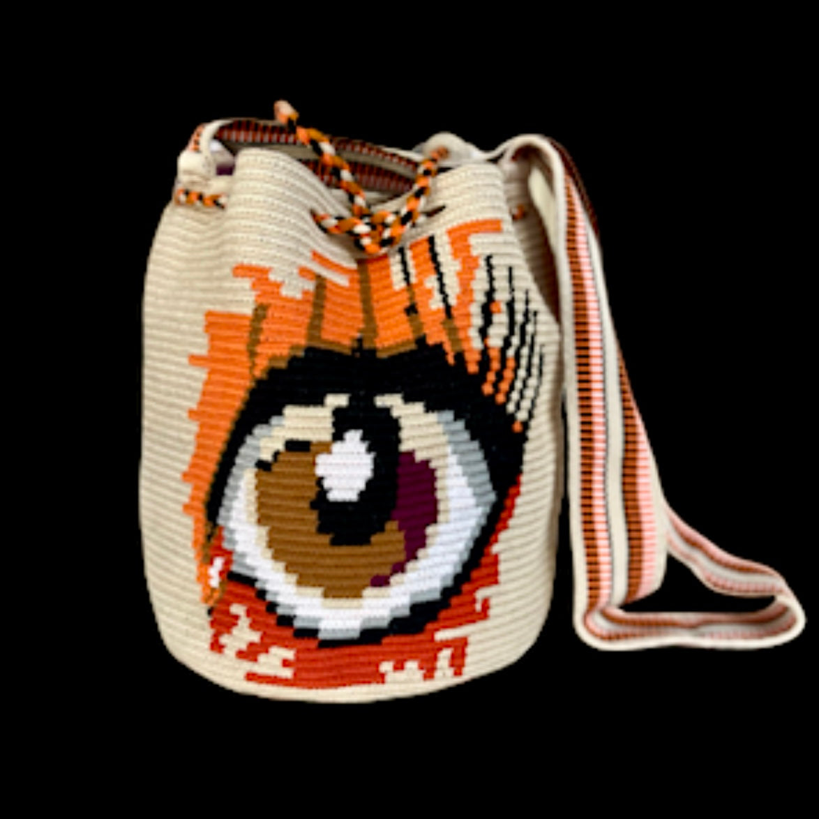 Costa Wayuu Large Lucky Eye Crochet Wayuu Bag – Boho Shoulder Purse - CostaWayuuShop