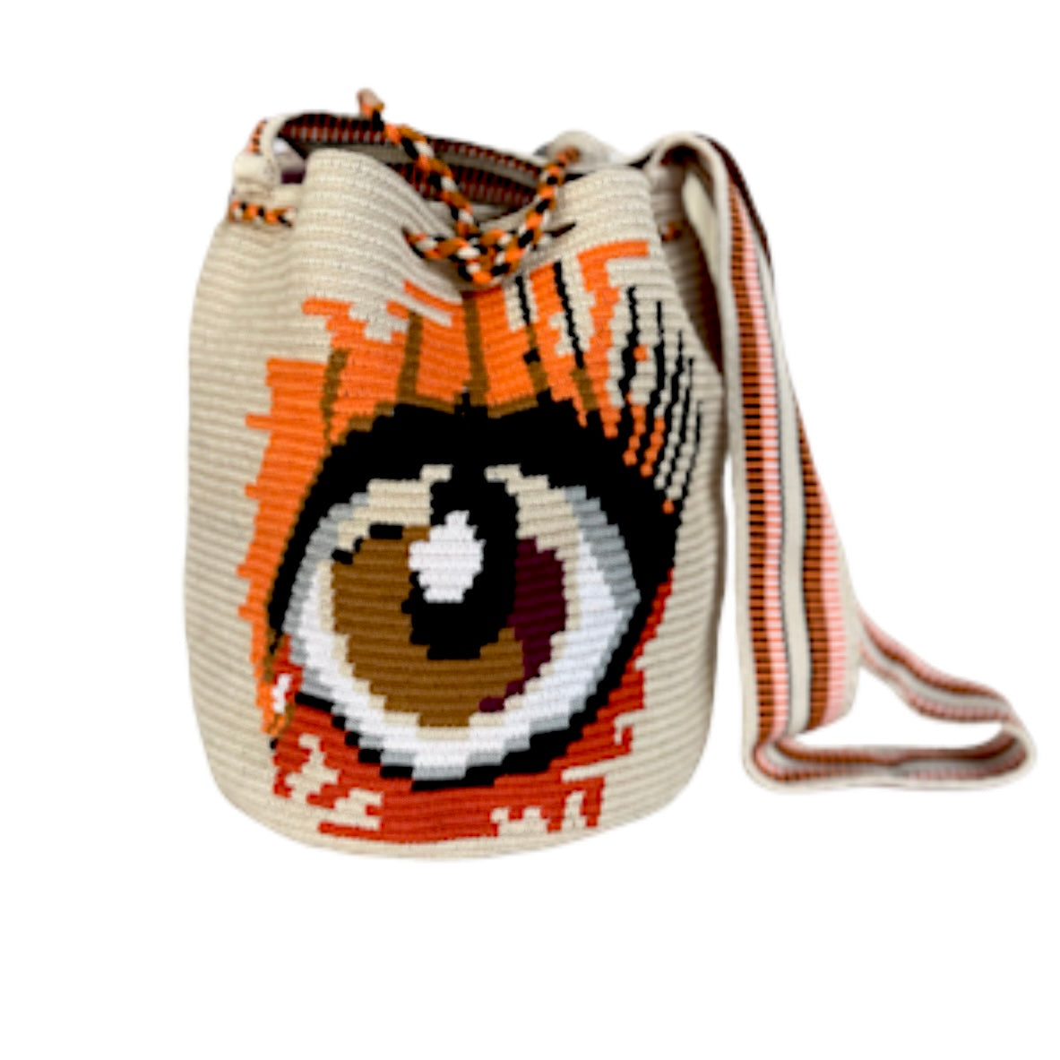 Costa Wayuu Large Lucky Eye Crochet Wayuu Bag – Boho Shoulder Purse - CostaWayuuShop