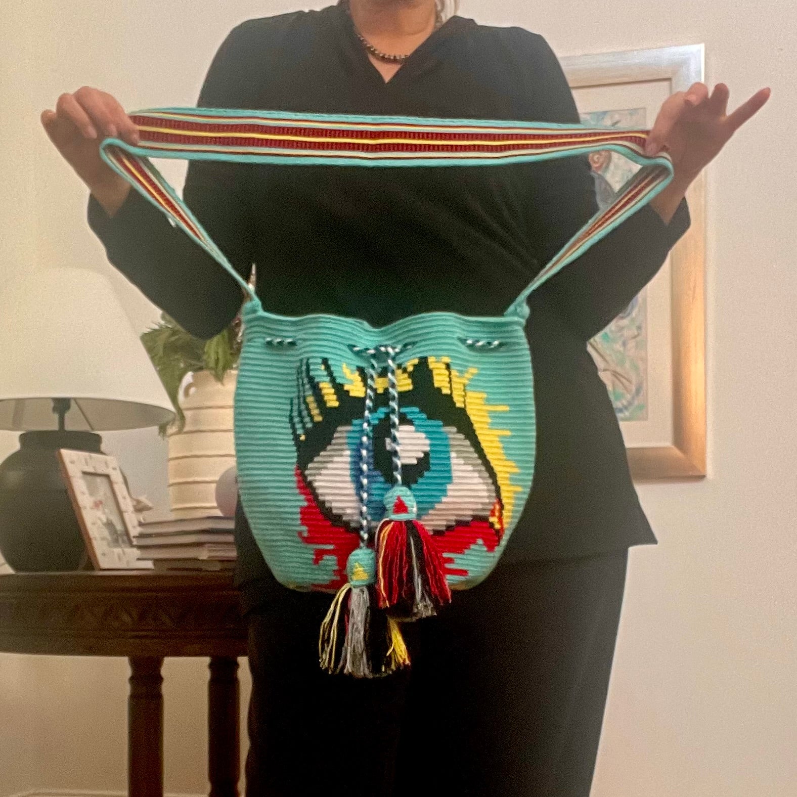 Costa Wayuu Bold Evil Eye Clutch – Crochet-Handmade in Colombia. - CostaWayuuShop