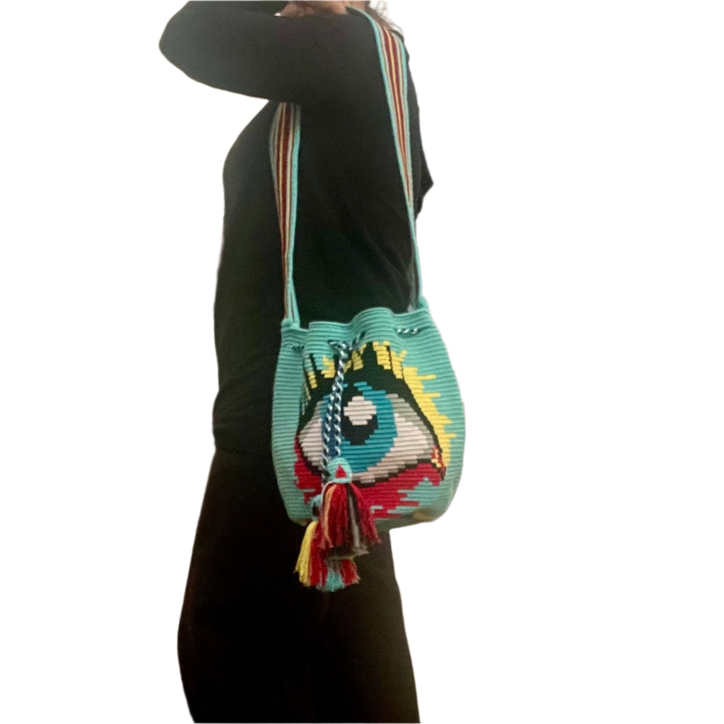 Costa Wayuu Bold Evil Eye Clutch – Crochet-Handmade in Colombia. - CostaWayuuShop