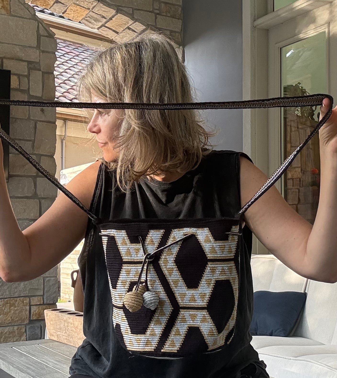 Costa Wayuu -Single Thread Crochet,- Elegant Metallic  Medium Wayuu Bag - CostaWayuuShop