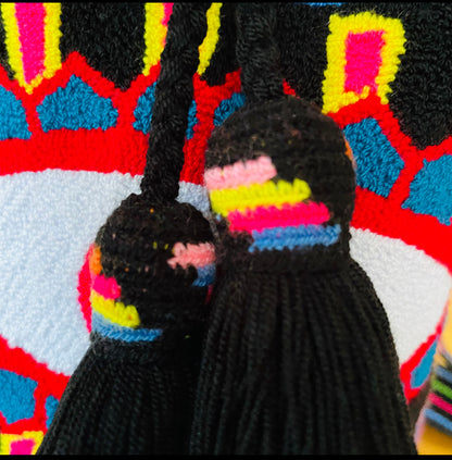 Costa Wayuu Bold Evil Eye Clutch – Handcrafted Colombian Art - CostaWayuuShop