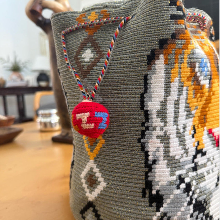 Costa Wayuu Single Thread-Luxury Handwoven Bag-Silver Metallic Tiger design - CostaWayuuShop
