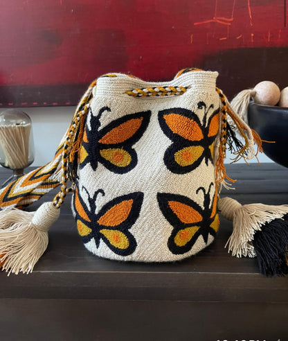 Costa Wayuu Boho Wayuu Medium Bag with Handwoven Butterflies - CostaWayuuShop
