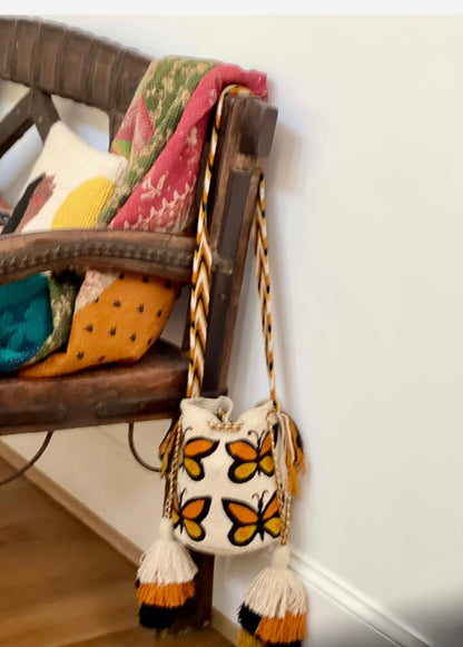 Costa Wayuu Boho Wayuu Medium Bag with Handwoven Butterflies - CostaWayuuShop