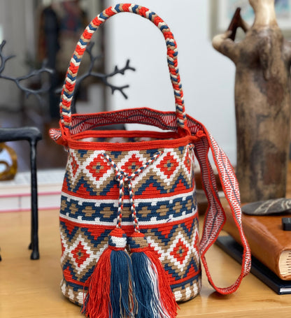 Costa Wayuu Double Strap Bag-Traditional Geometric Pattern. - CostaWayuuShop