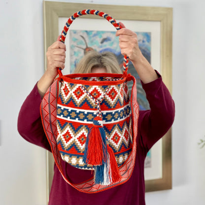 Costa Wayuu Double Strap Bag-Traditional Geometric Pattern. - CostaWayuuShop