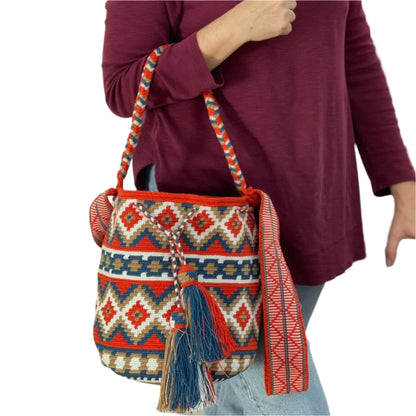 Costa Wayuu Double Strap Bag-Traditional Geometric Pattern. - CostaWayuuShop