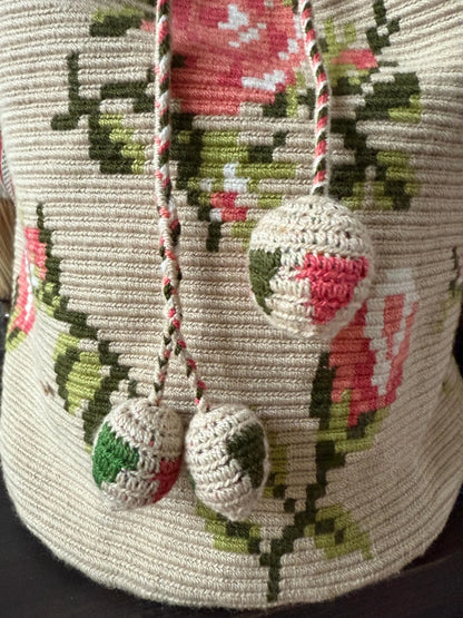 Costa Wayuu Single-Thread Crochet Crossbody- Roses Motif - CostaWayuuShop