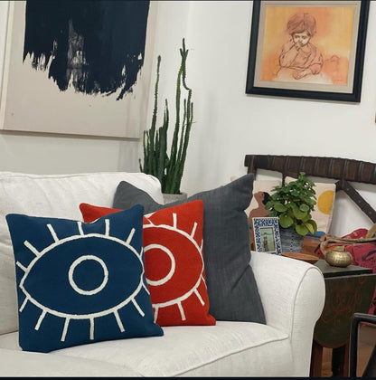 Costa Wayuu Handmade Wayuu Eye Pillow Cover – Artisan Boho Cushion with Puyado (Punch Needle) Embroidery Technique - CostaWayuuShop