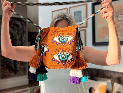 Costa Wayuu-Medium Handmade Wayuu Eye Bag – Puyado Punch Needle Style - CostaWayuuShop