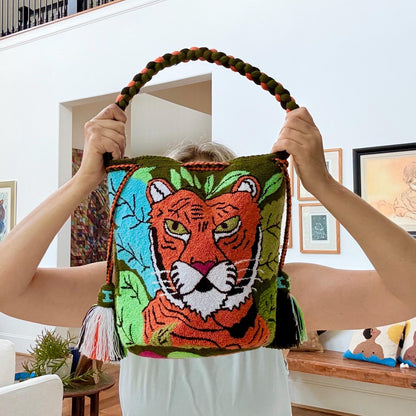 Costa Wayuu-Tiger Spirit Jungle Bag , Wayuu Tapestry Art. - CostaWayuuShop
