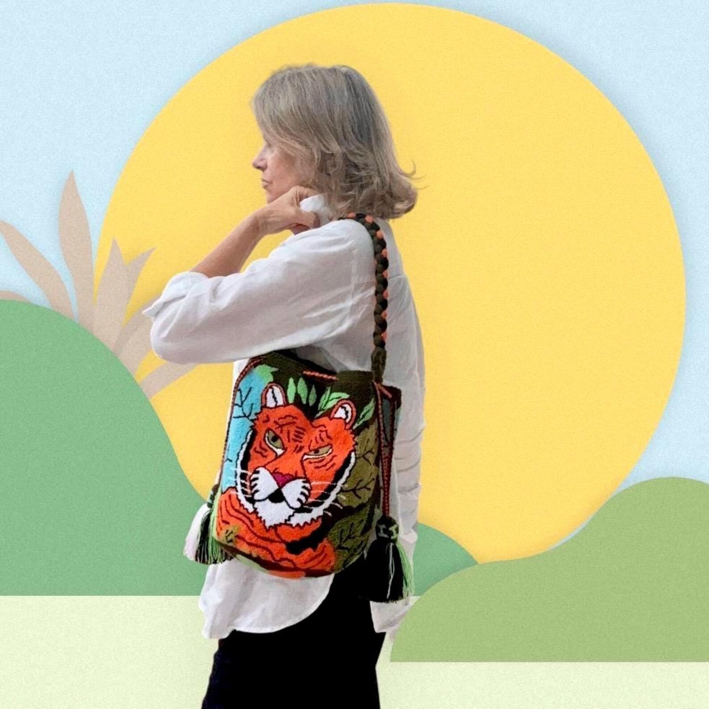 Costa Wayuu-Tiger Spirit Jungle Bag , Wayuu Tapestry Art. - CostaWayuuShop