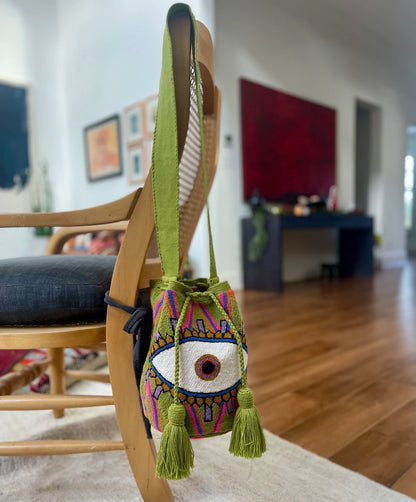 Costa Wayuu Large Handmade Wayuu Lucky Eye Bag - CostaWayuuShop