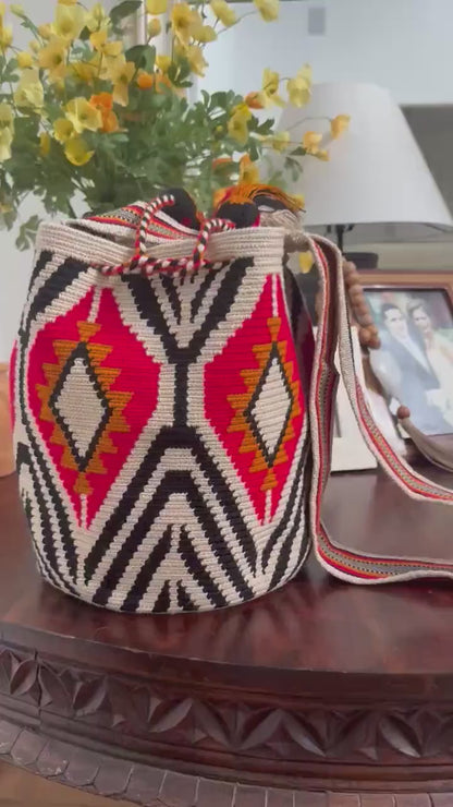 Costa Wayuu Large Handmade Wayuu Mochila-Bag- Crossbody Shoulder Bag
